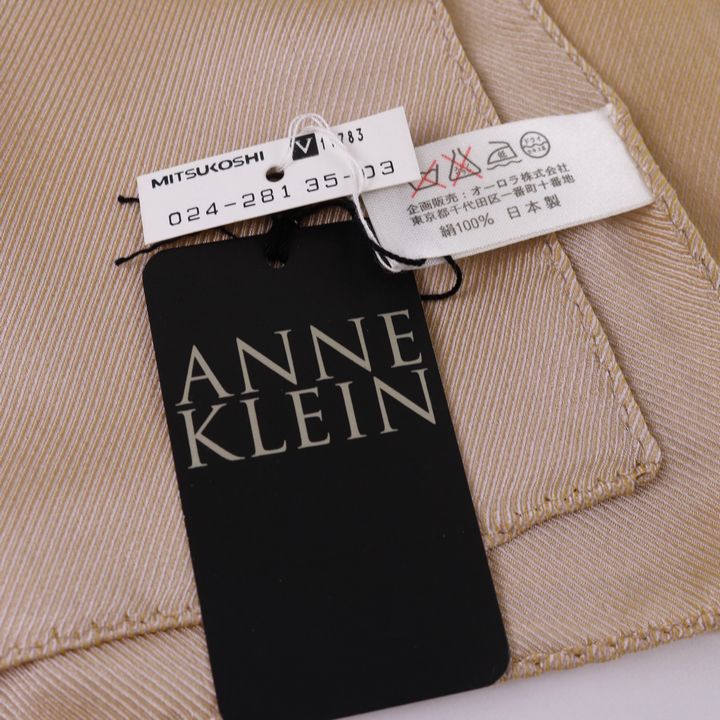 ANNE KLEIN アンクライン スカーフ 花柄 ブルー 絹100%