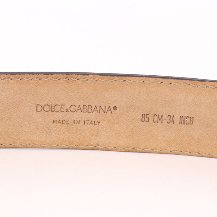 ドルチェ&ガッバーナ ベルト DG ロゴバックル レオパード イタリア製 ブラウン/シルバー メンズ 85CM-34INCHサイズ DOLCE&GABBANA