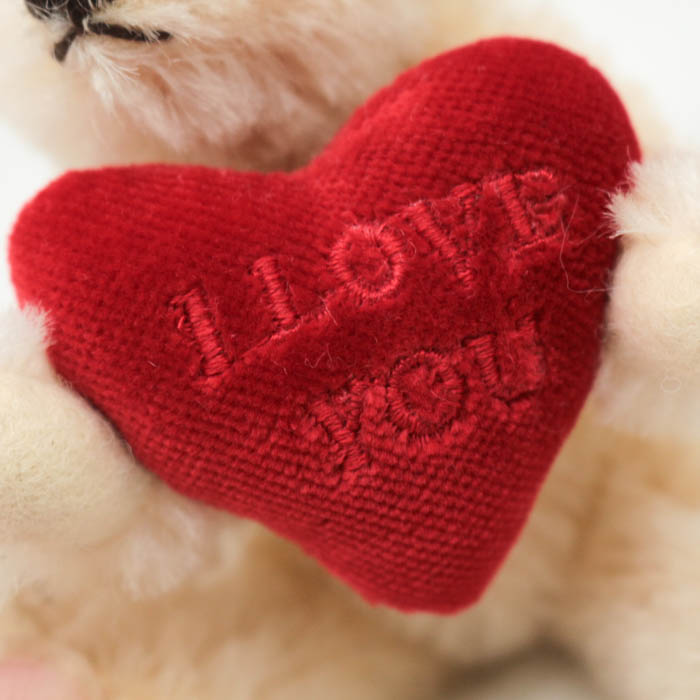 ベージュのハート型タグ付きぬいぐるみ シュタイフ ぬいぐるみ 未使用 テディベア I LOVE YOU ハート ブランド