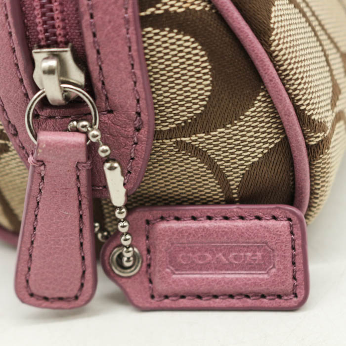 COACH ポーチ ベージュ/ピンク レディース コーチ ポーチ シグネチャー マルチケース 小物入れ ブランド