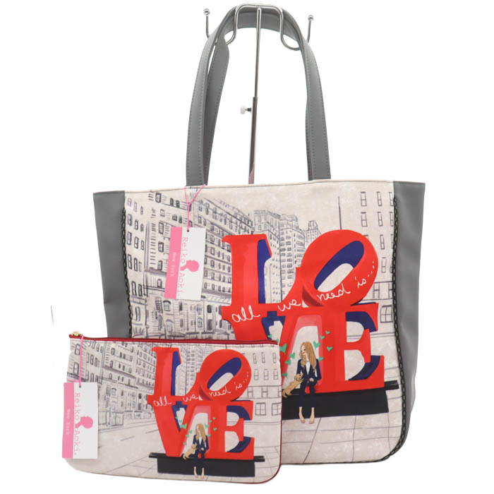 レイコアオキ LOVE トートバッグ ポーチ 2点セット 未使用 鞄 カバン 