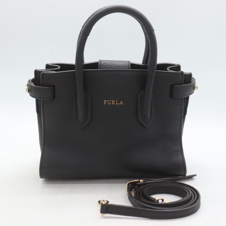 FRULA フルラ ショルダーバッグ ハンドバッグ　2WAY 黒 フルラ ハンドバッグ 2way ショルダーバッグ 本革 レザー 鞄 カバン