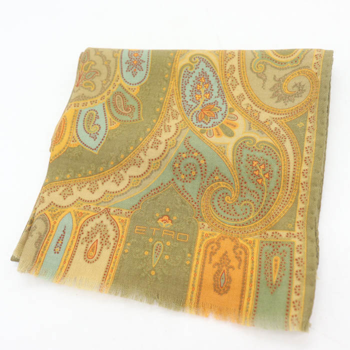ETRO エトロ ストール ブラック×イエロー シフォン 大判 楽天市場