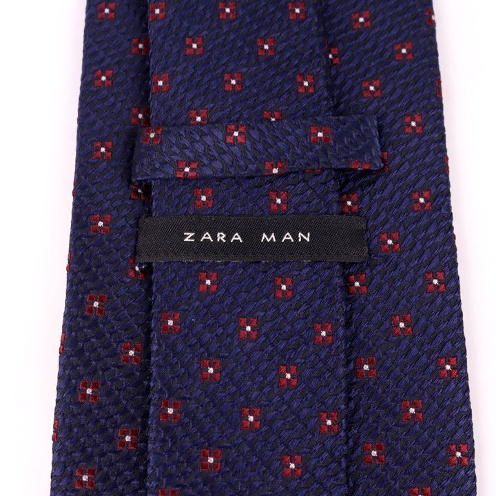 ザラ ブランドネクタイ 小紋柄 スクエア柄 メンズ ネイビー ZARA 【中古】