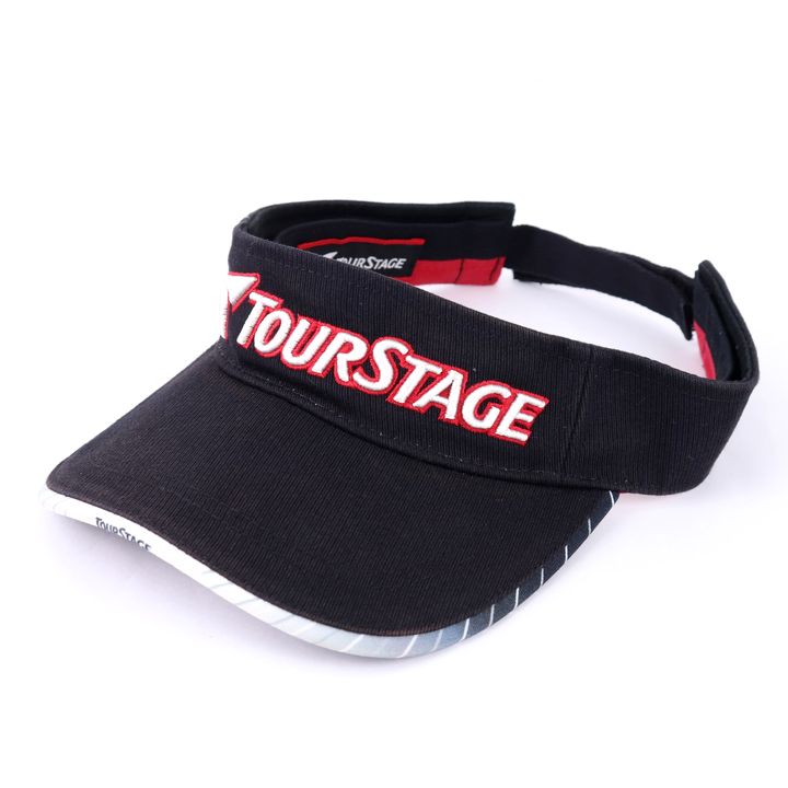 TOURSTAGEサンバイザー(ブラック×ホワイトロゴ) - ラウンド用品