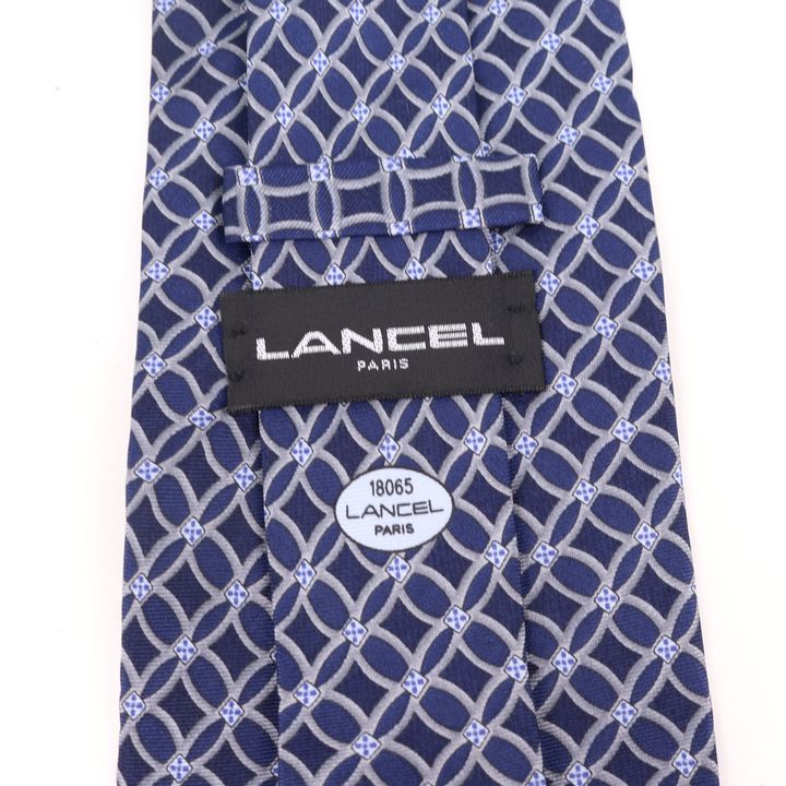 ランセル ブランドネクタイ 総柄 幾何学模様 シルク イタリア製 メンズ