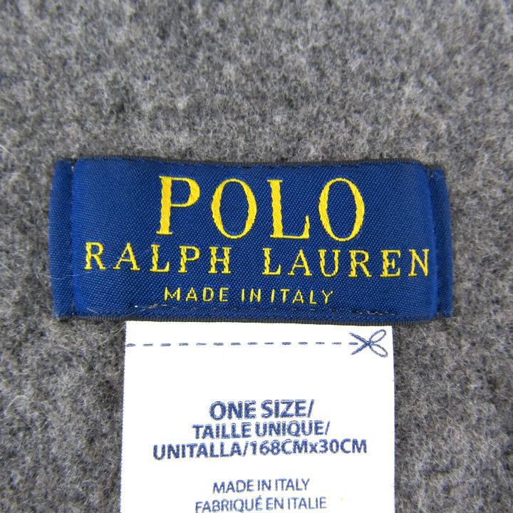 ポロ・ラルフローレン マフラー ウール ビッグポニー ロゴ刺繍 伊製 ブランド 小物 レディース メンズ グレー POLO RALPH LAUREN  【中古】