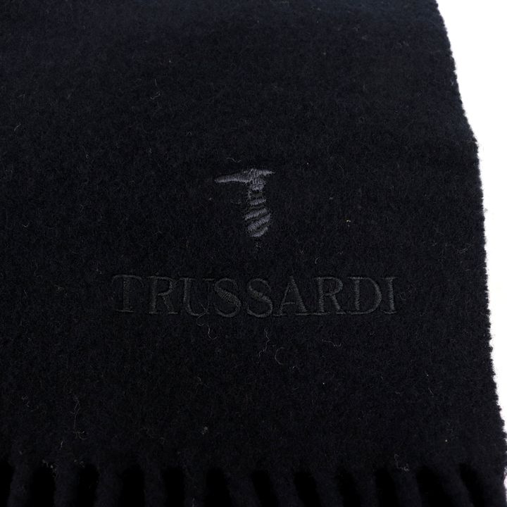 トラサルディ マフラー 無地 ウール100％ ロゴ刺繍 イタリア製