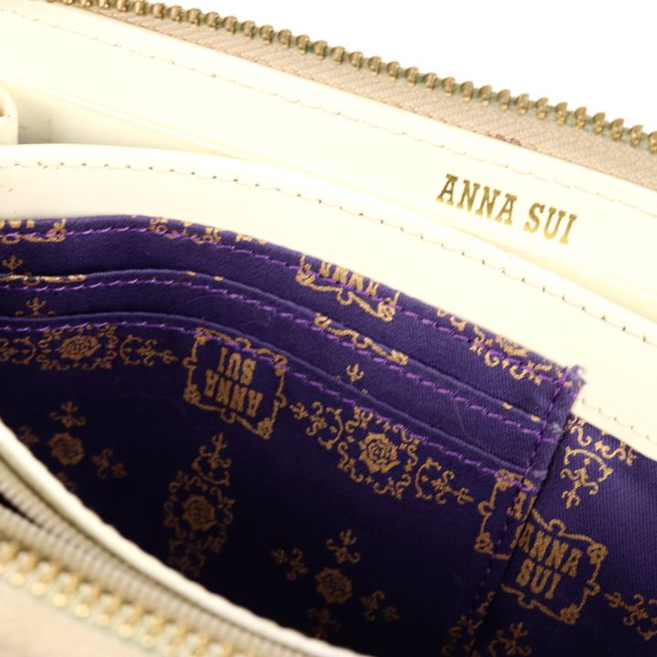 アナスイ 長財布 ラウンドファスナー ハート 小銭入れあり ブランド ロングウォレット レディース イエロー ANNA SUI 【中古】