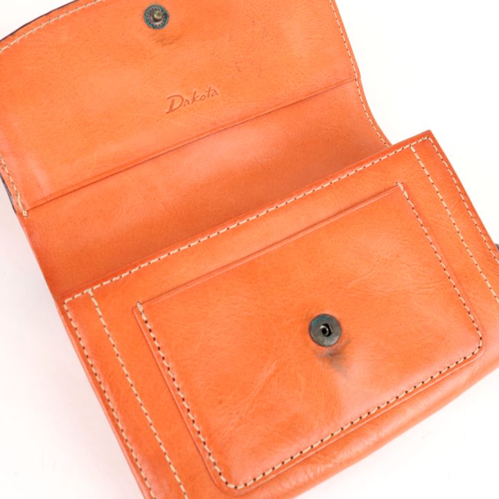 ダコタ 二つ折り財布 本革レザー フラップ 小銭入れあり ブランド ウォレット レディース オレンジ Dakota