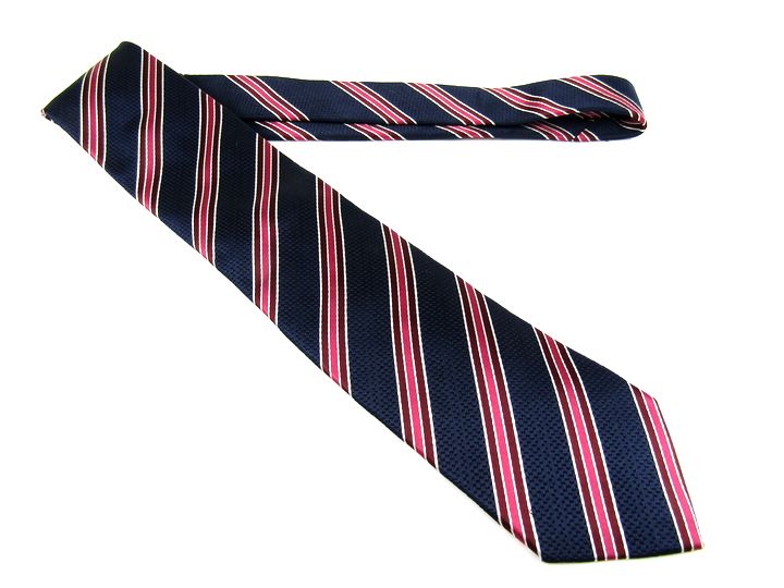 HILTON 新品未使用品 ビジネススーツ　ダークネイビー ストライプ ヒルトン ブランドネクタイ ストライプ柄 シルク 日本製 メンズ