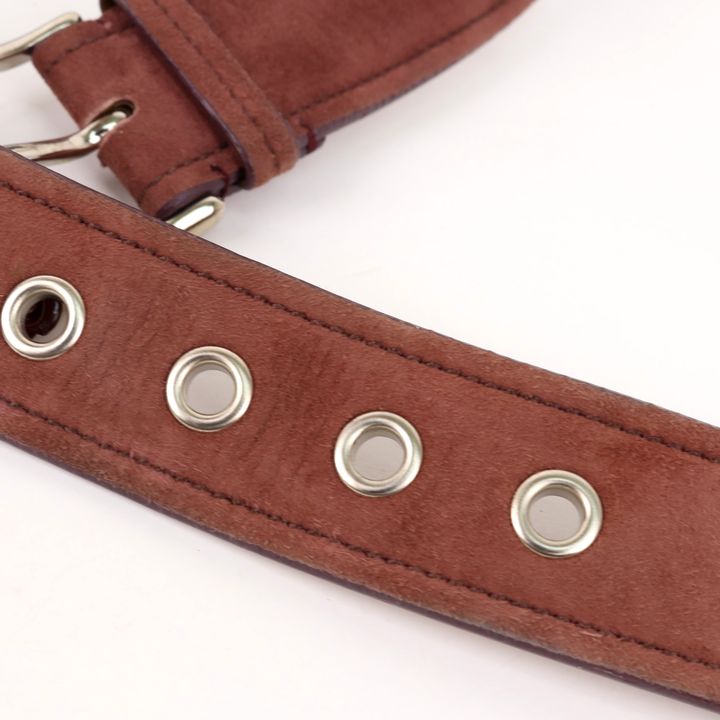 ミュウミュウ ベルト スエードレザー ローズ フラワーモチーフ