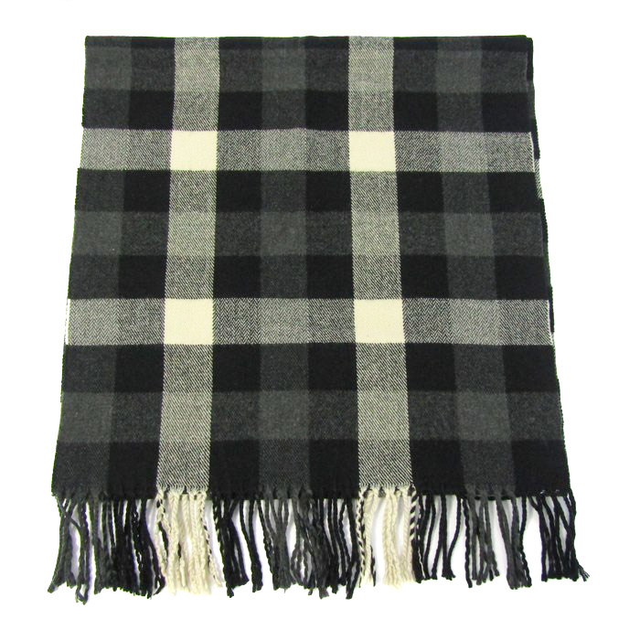 マフラー ストール チェック柄 レディース ブラック/ホワイト Muffler