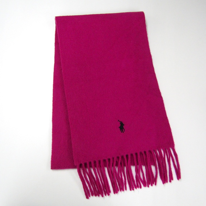 Polo Ralph Lauren ピンク マフラー ポロラルフローレンPOLO RALPH LAUREN ポイント刺繍ウールフリンジ