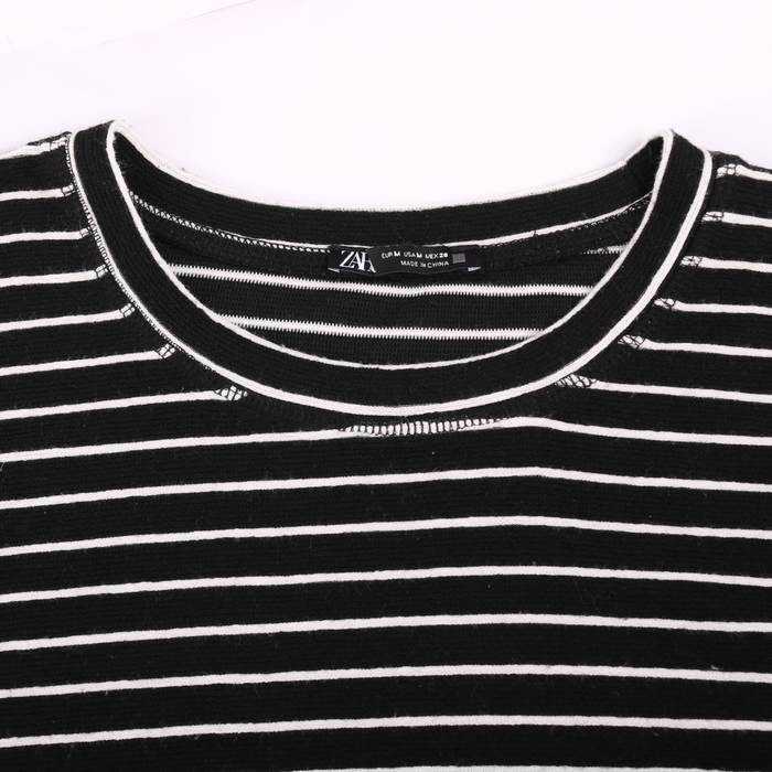 ザラ Tシャツ 長袖 ボーダー トップス レディース USA Mサイズ ブラック ZARA 【中古】