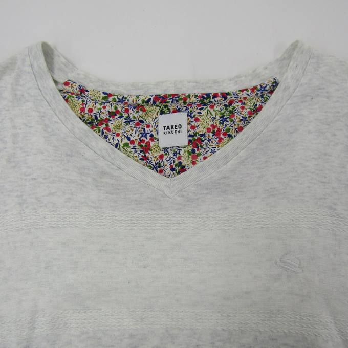 タケオキクチ 半袖Tシャツ トップス カットソー Vネック 花柄 タケオキクチ 半袖Tシャツ トップス カットソー Vネック 花柄