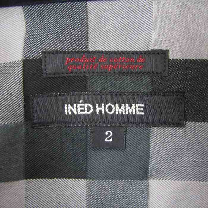 イネド 長袖シャツ トップス カットソー チェック柄 メンズ 2サイズ  