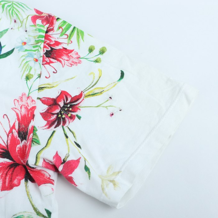 ZARA 異素材花柄Tシャツ ボリューム袖 フェミニン 花柄刺繍Tシャツ - ライトベージュ | ZARA Japan / 日本