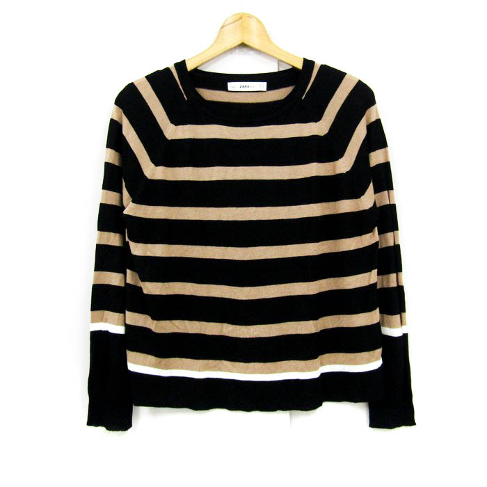 Zara ザラ　しぼり　ボーダー カットソー ロンT 長袖 L
