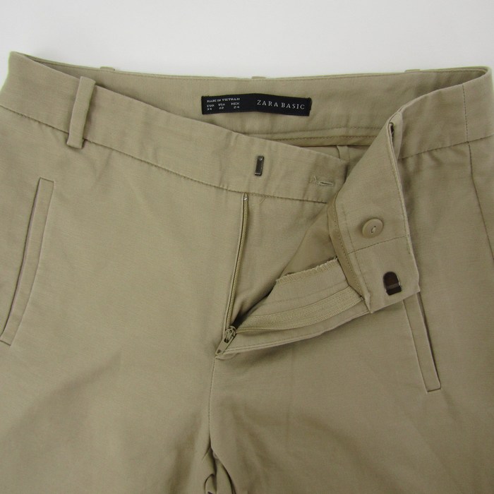 ザラベーシック パンツ ボトムス レディース 34サイズ ベージュ ZARA 