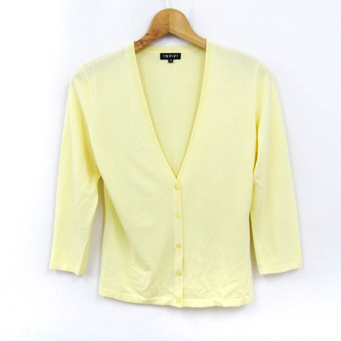インディヴィ カーディガン トップス 長袖 ニット ワールド レディース  