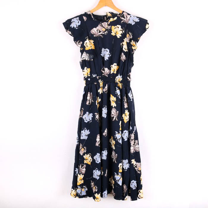 Reformation 女々し ネイビー花柄ワンピース