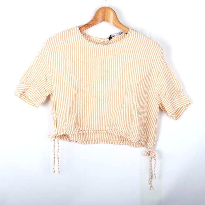 トップス 力まかせ XS ZARA 柄のブラウス ザラ