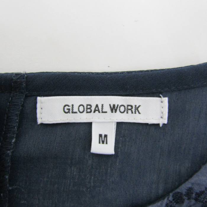 グローバルワーク 半袖ブラウス シャツ 花レース トップス レディース Mサイズ ネイビー GLOBAL WORK 【中古】｜GLOBAL WORK ｜店舗買取｜トップス＞シャツ/ブラウス｜USEDのアパレル通販サイト - SMASELL（スマセル）