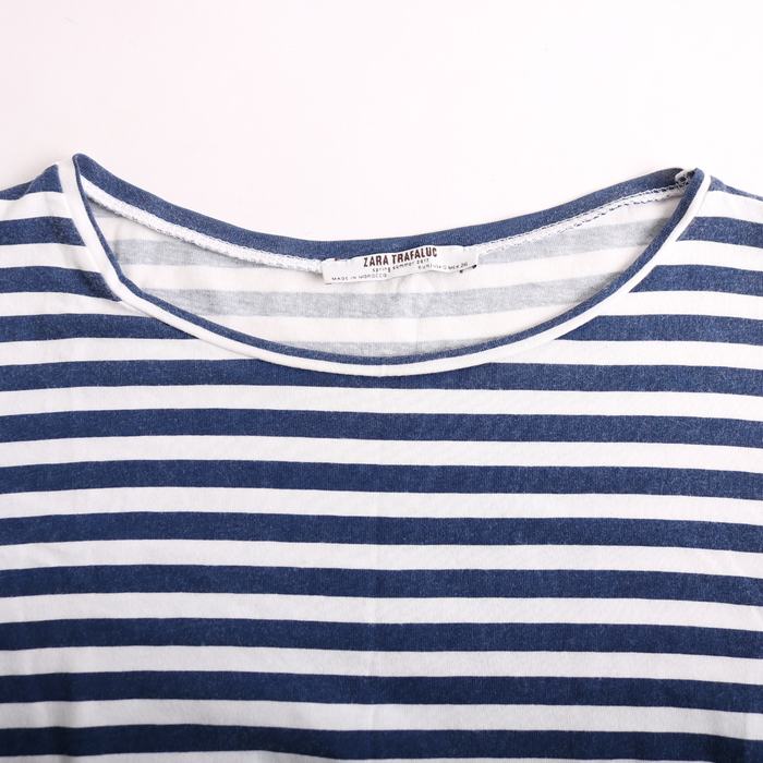 ザラ 半袖Ｔシャツ トップス ボーダー柄 フリル袖 レディース Sサイズ 紺×白 ZARA 【中古】｜ZARA｜店舗買取｜トップス＞Tシャツ/カットソー｜USEDのアパレル通販サイト  - SMASELL（スマセル）