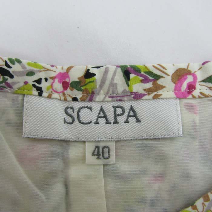 スキャパSCAPA 花柄ワンピース 大きいサイズL 40号半袖