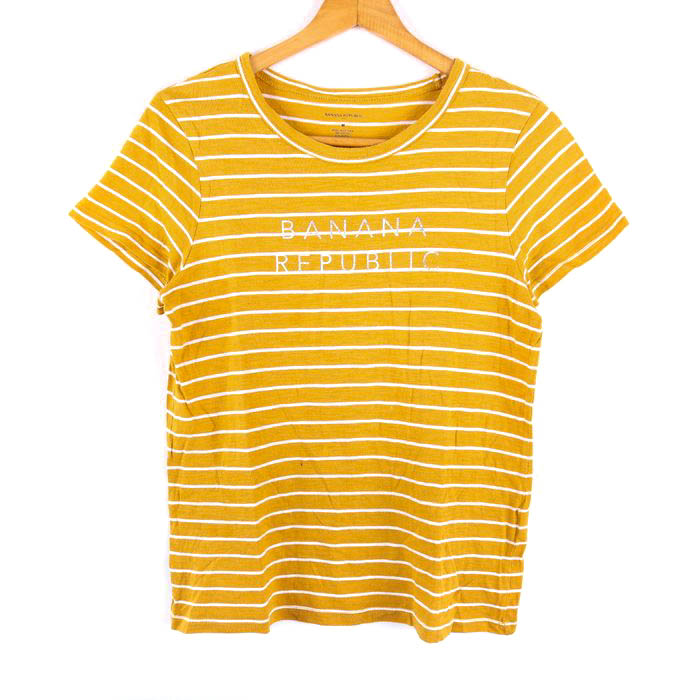 バナナリパブリック 半袖Ｔシャツ ボーダー トップス レディース Mサイズ カーキ系×ホワイト Banana Republic 【中古】｜Banana  Republic｜店舗買取｜トップス＞Tシャツ/カットソー｜USEDのアパレル通販サイト - SMASELL（スマセル）