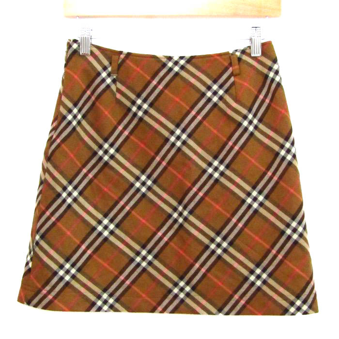 BURBERRY】バーバリーロンドンノバチェック台形スカートブルー
