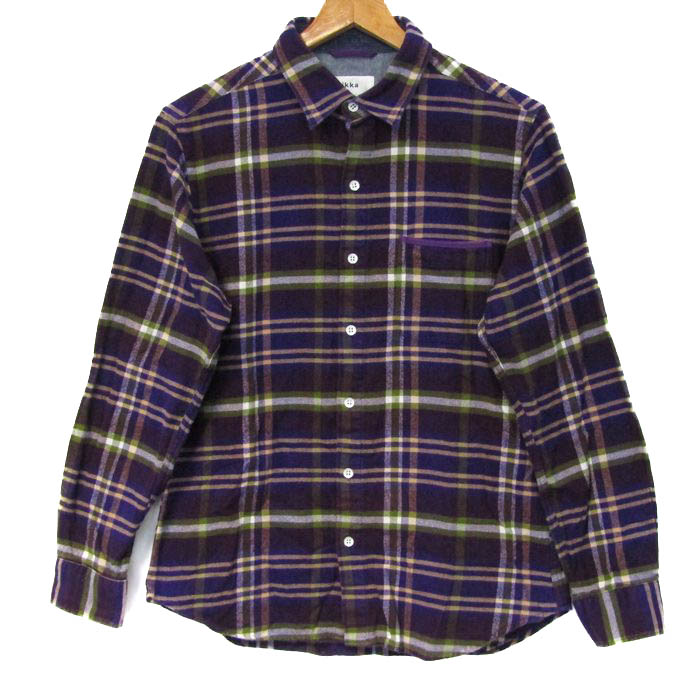 イッカ 長袖シャツ ネルシャツ コットン100% トップス メンズ Lサイズ