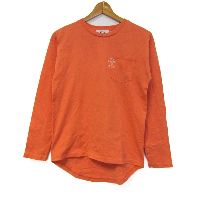 アズールバイマウジー 長袖シャツ トップス 無地 胸ポケット コットン混 メンズ Sサイズ ベージュ AZUL by moussy アズールバイマウジー 長袖シャツ トップス 胸ポケット 無地 メンズ L