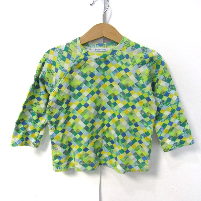 ファミリア 長袖Tシャツ トップス チェック柄 スナップ 日本製