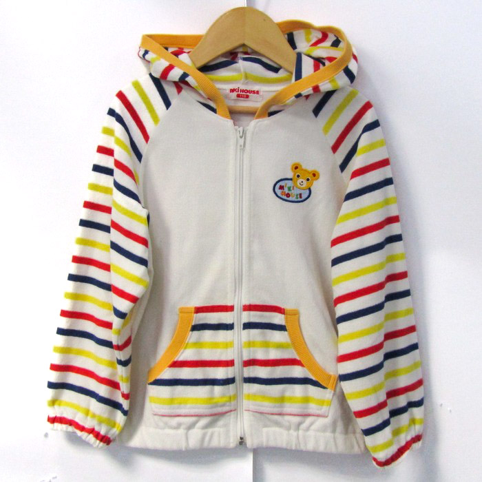 「110」ミキハウス　パーカー ミキハウス パーカー トップス ジップアップ ボーダー柄 日本製 キッズ