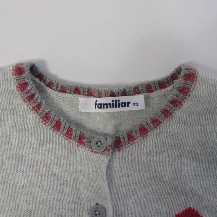 familiar ファミリア 女の子 コットン カーディガン リアちゃん りんご familiar - ファミリア カーディガン トップス 長袖 コットン ウール