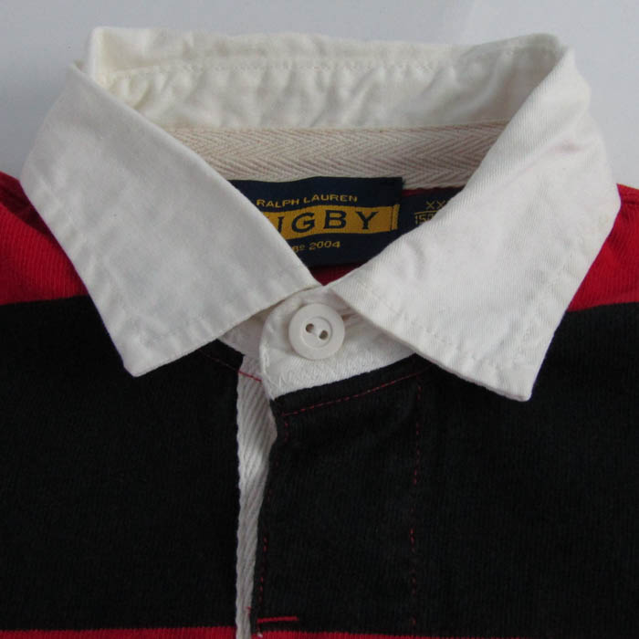 【中古】ポロラルフローレン　キッズ　ラガーシャツ　グレー×ブラック　130cm ポロ ラルフ ローレン POLO RALPH LAUREN アイコニック ラグビー