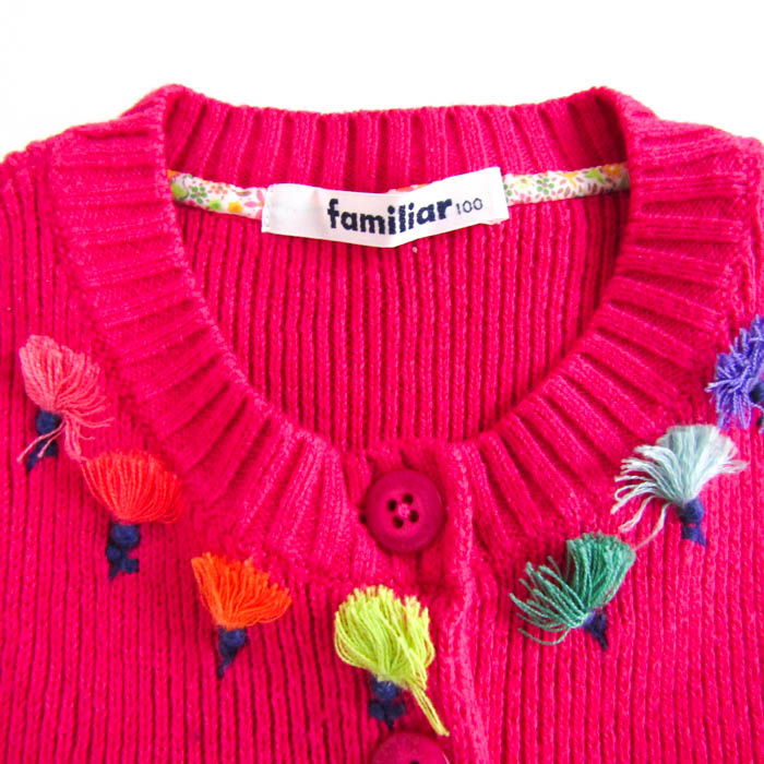 familiar ファミリア 女の子 コットン カーディガン リアちゃん りんご familiar - ファミリア カーディガン トップス 長袖 コットン ウール
