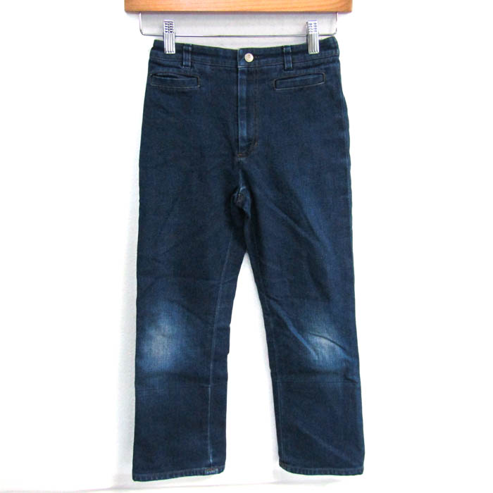 Burberry 麻100インディゴデニム ワイドレッグ 38　足長に Burberry 麻100インディゴデニム ワイドレッグ 38 足長に