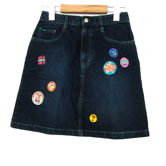 エンジェルブルー スカート ボトムス デニム ワッペン キッズ 女の子用  