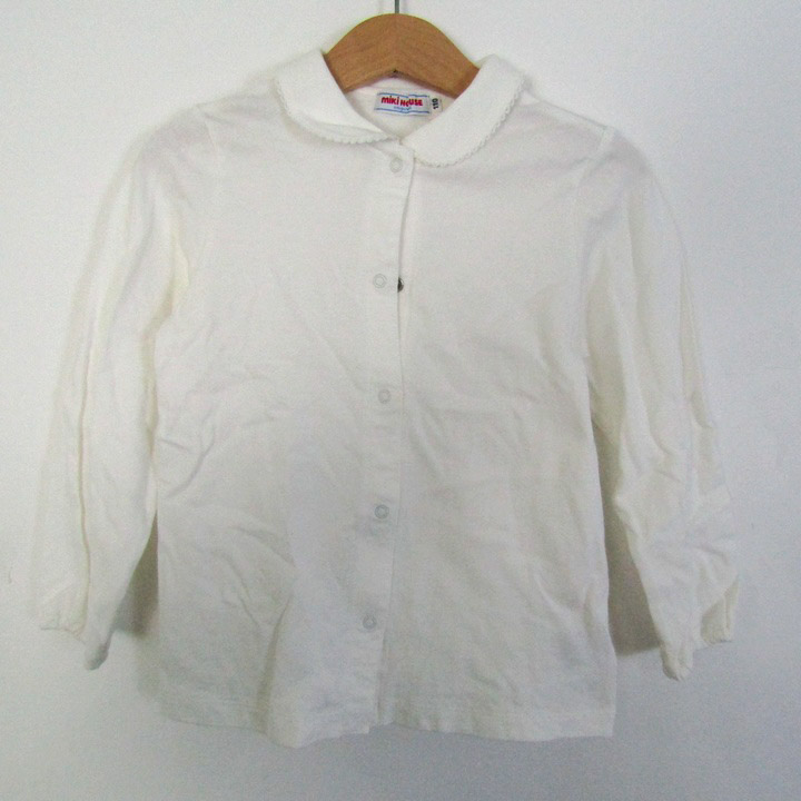 ミキハウス MIKIHOUSE ブラウス 長袖シャツ ワンピース ジャンパースカート チュニック サイズ80㎝ ミキハウス] 長袖ブラウス 無地 ロゴ 日本製 綿100％ 男の子 女の子