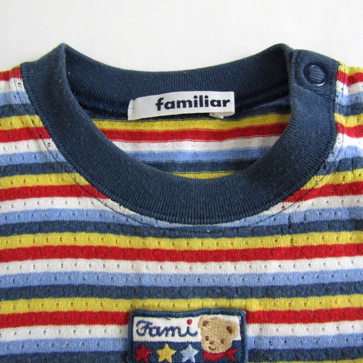 ファミリア　半袖　90 ファミリア 半袖Tシャツ トップス ボーダー柄 肩スナップ