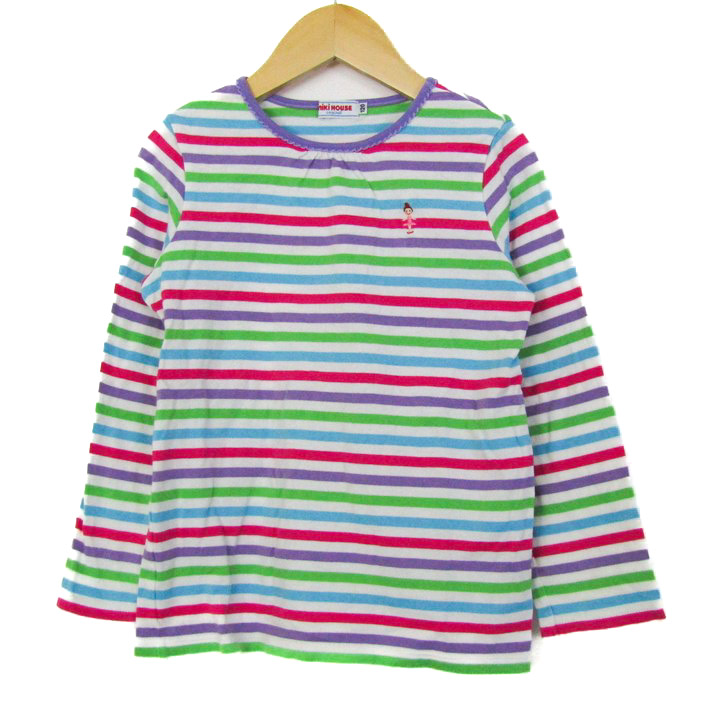 ミキハウス 長袖Tシャツ トップス ボーダー柄 日本製 キッズ