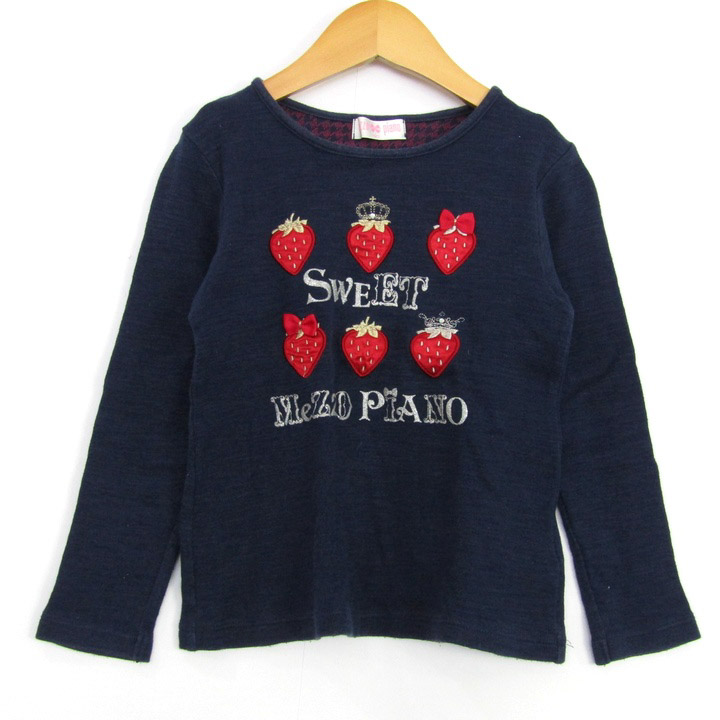 メゾピアノ 長袖Tシャツ トップス イチゴ柄 コットンT キッズ 女の子