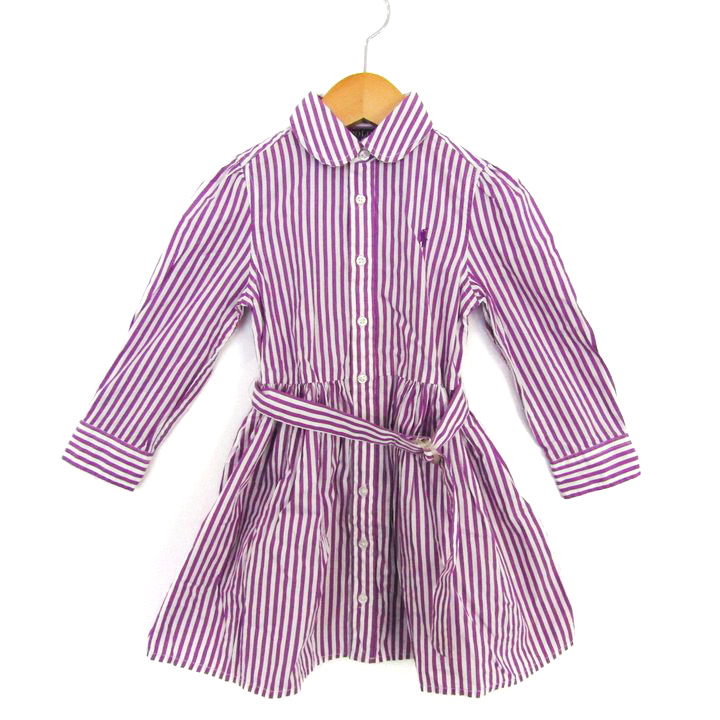 POLO RALPH LAUREN ワンピース ストライプ 割引 パープルホワイト POLO