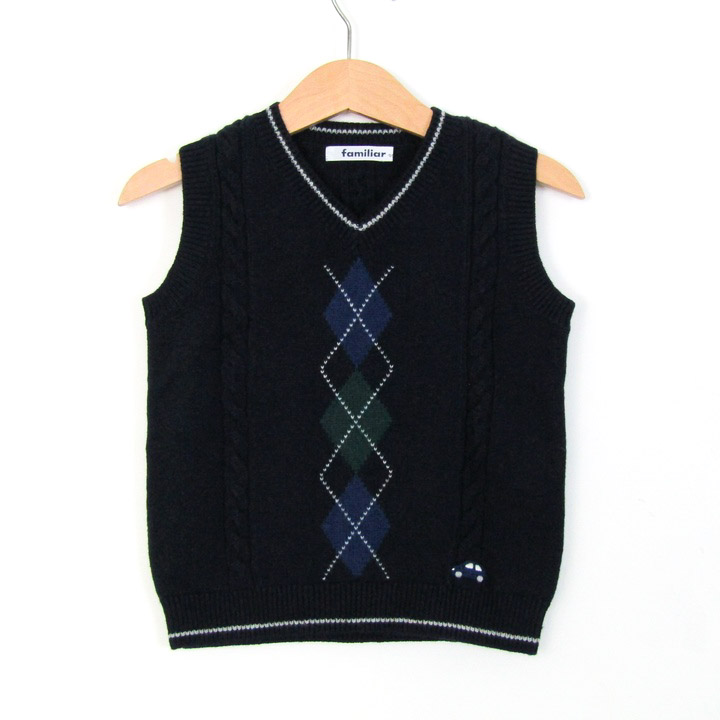 極美品✨️ ファミリア カウチン ジャケット ニット ブルー 100cm 男の子 familiar ファミリア カウチン ジャケット カーディガン 新品
