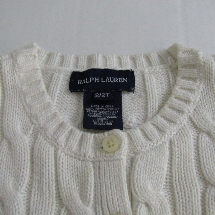 最終お値下げ【新品未使用タグ付き】ラルフローレン ホワイト半袖コットンニット S ラルフローレン セーター トップス 長袖 ケーブルニット キッズ