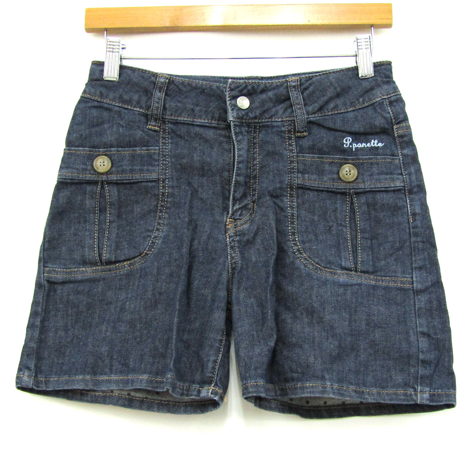 中古　メゾピアノ　トップス　半ズボン　130 メゾピアノ デニム ハーフパンツ 裏ボア ボトムス キッズ 女の子用 130