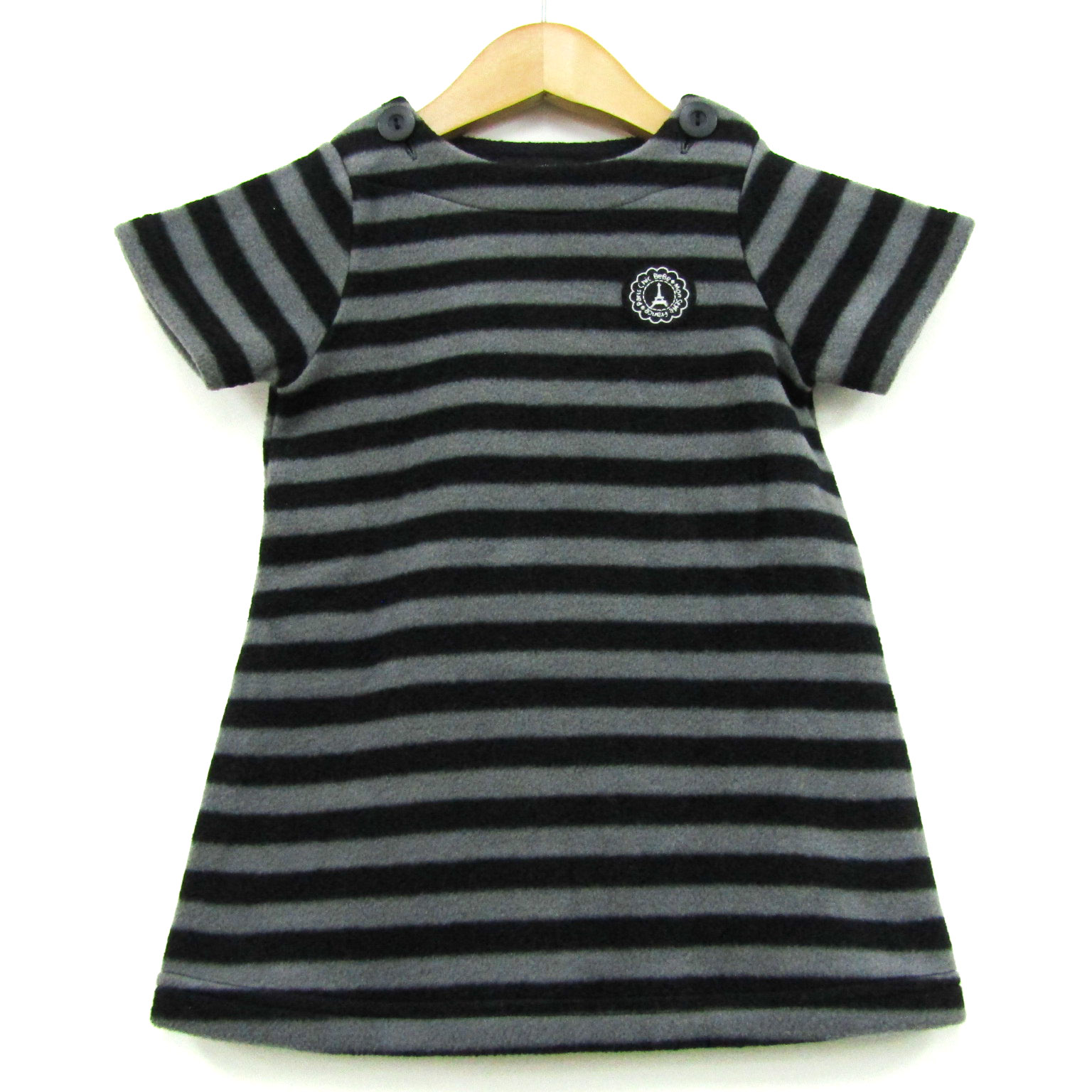 べべ ワンピース 半袖 ブランド トップス 黒 キッズ 女の子用 90サイズ 